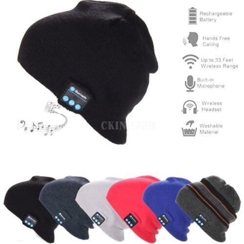 200Pcs/Lot Warm Bluetooth Hat Cap Mini Wireless Speaker Bluetooth Receiver Audio Music Bluetooth Headset Headphone For Phone
