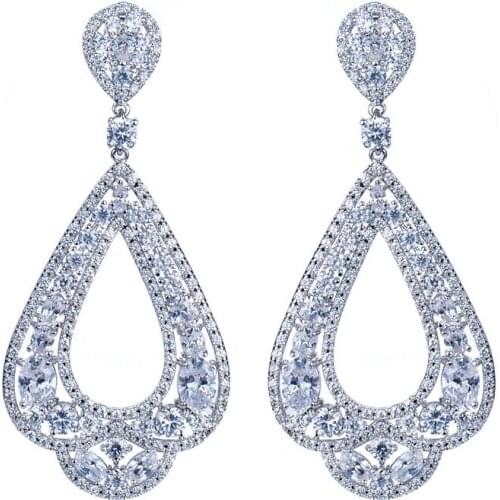 2015 Classic Elegant Drop Earrings Teardrop Shape AAA Cubic Zirconia Ladies Earrings For Wedding Party GLE4299-2988