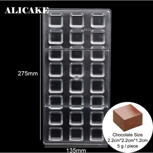 3D Chocolate Candy Bar Molds Square Fondant Forms Polycarbonate Plastic Tray Moldes Cake Baking Pastry Bakery Baker Tools Moulds