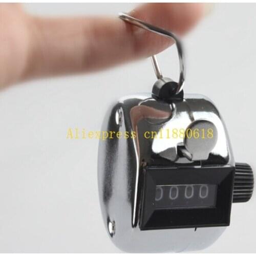 480pcs/lot Free Shipping Wholesale Metal Hand Tally Click Counter with 4 Digital Number Finger Display Silver