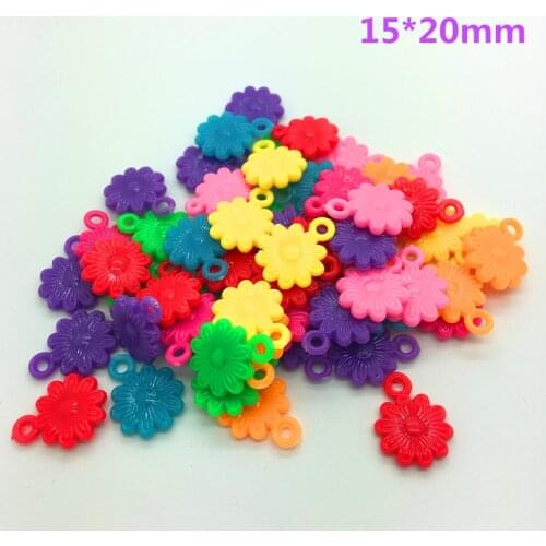 50pcs 15*20mm Flower Mixed Colors Acrylic Perforation Beads DIY Jewelry Making Earrings Necklace Bracelet Accessories #No-04