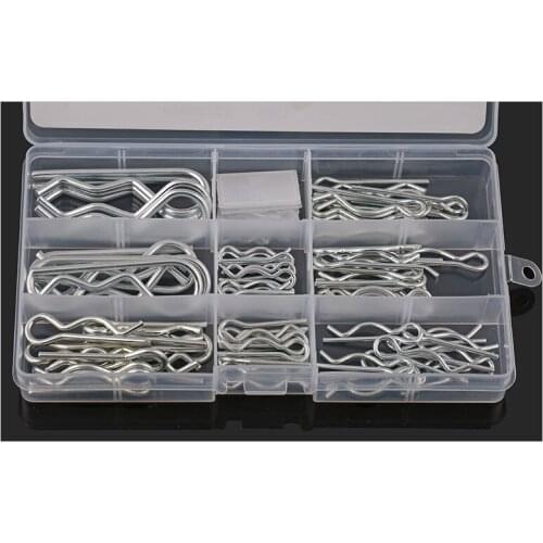 80pcs/set White zinc Open pins B type wave shaped card pin R M1.2-M3.5 pin with Storage Box 65 Mn plug Card holder hairpin