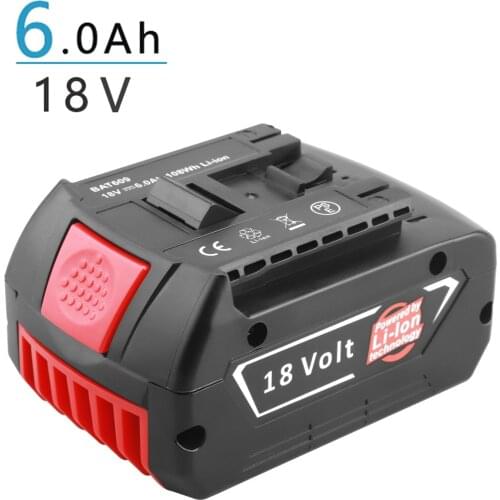 18V 6.0Ah Rechargeable Li-ion Battery For Bosch 18V Power tool Backup 6000mah Portable Replacement BAT609 Indicator light