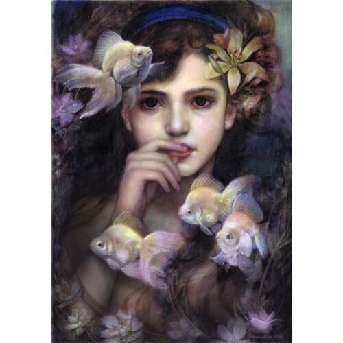 Wholesale 5D DIY Diamond embroidery Diamond Painting Cross Stitch Woman and fish Picture Mosaic Picture Christmas decorations