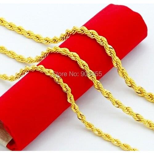 Free shipping!fashion 24K Gold Plated 5mm rope chain necklace 30 inch FASHION JEWELRY wholesale fashion gold GP jewelry