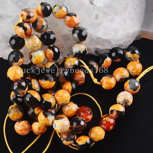 Free shipping Women 6mm Beautiful Faceted Black Orange Carnelian Ball Loose Beads FG6434