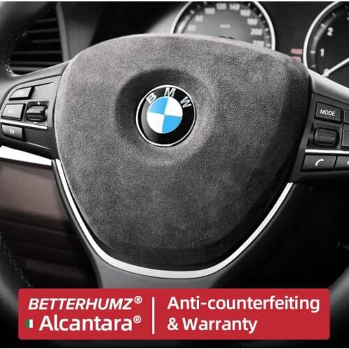 BETTERHUMZ Alcantara Wrap For BMW F10 F18 F07 F01 5er Car Interior Steering Wheel Airbag Cover Horn Frame Sticker Accessories