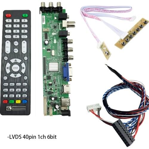 Digital tv board d3663lua ds a8 Universal LCD Driver Board Support DVB-T2 DVB-T DVB-C full kit for 15.6" 40pin 1ch 6bit