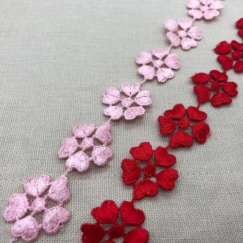 5yards 2.2cm polyester flower lace trim pink red clothes accessories