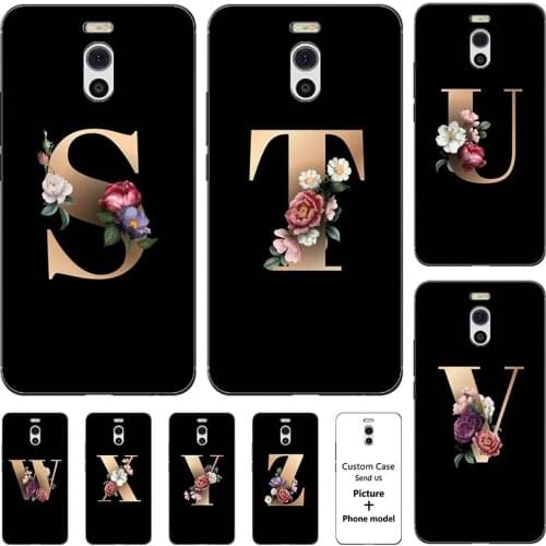 Flower 26 English Name Letters Custom Initial Case For Meizu M6 Note Meilan Note 6 5.5" Soft Silicone Cover