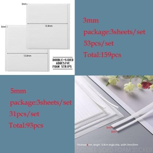 3/5 mm Width Double-sided Adhesive Foam Strips for DIY Scrapbooking Craft Shaker Cards Making Creating Shaker 13.8cm Length