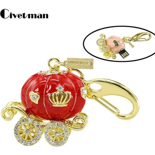 Pendrive Jewelry Crystal Pumpkin Car USB Flash Drives 256GB Pen Drive Memory Stick 16GB 32GB 64GB 128GB USB Stick Disk On Key