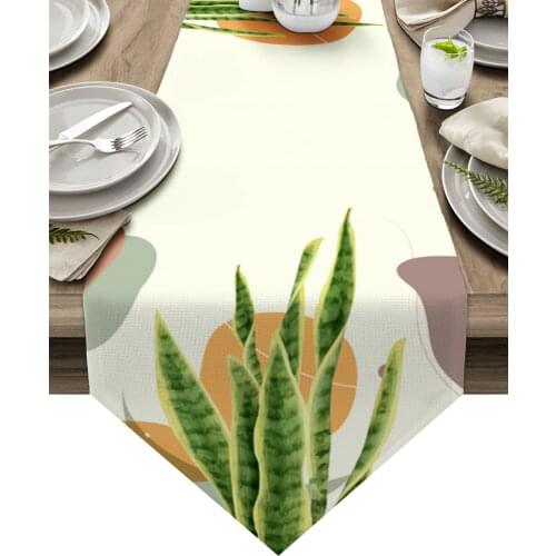 Geometric Tropical Plant Leaves Table Runners Luxury Dinner Coffee Table Decor Tablecloths Wedding Table Decoration