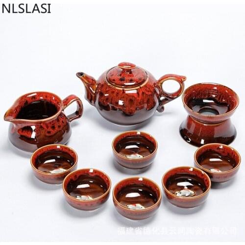 Ceramics Tea set Tea Have A Complete Set Suit Ru Relief Teapot Tea Tea Pot Teacup Tablemat A Complete Set Business Affairs Gift