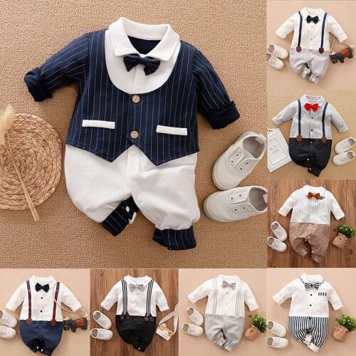 Newborn Baby Romper Baby Boy Clothes Jumpsuit Overalls Infant Outfit With Bow Tie Baby Girl Costume Grow Clothing Things Rompers