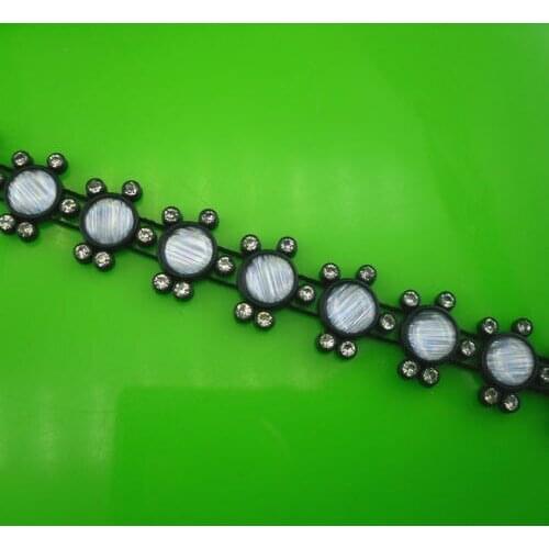A Grade round clear crystal glass resin rhinestones black plastic cup banding fashion apparel applique decoration chain 10yards