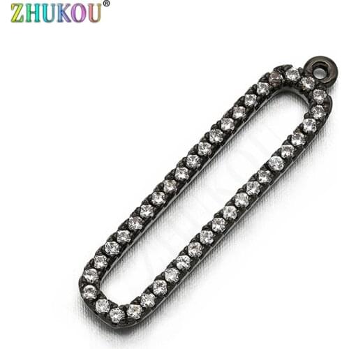 6*25mm Brass Cubic Zirconia Square Charms Pendants Diy Jewelry Findings, Mixed Color, Hole: 0.5mm, Model: VD371