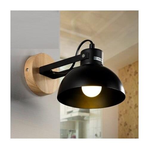 Loft Style Iron Rocker Vintage Wall Light Fixtures Wood Industrial Wind LED Wall Sconce For Bedside Wall Lamp Home Lighting