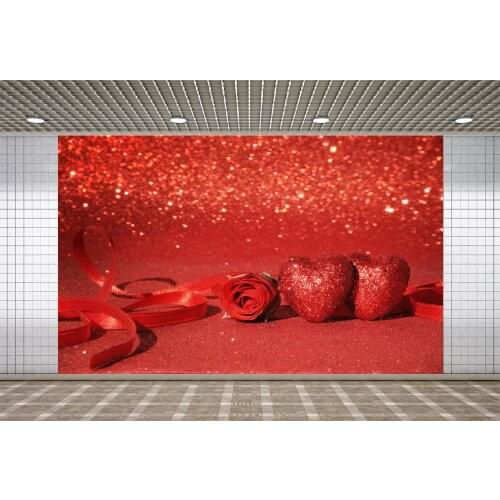 Lyavshi Valentines Day Wedding Photocall Backdrop Rose Flower Glitter Photography Background for Photo Studio Photocall Prop