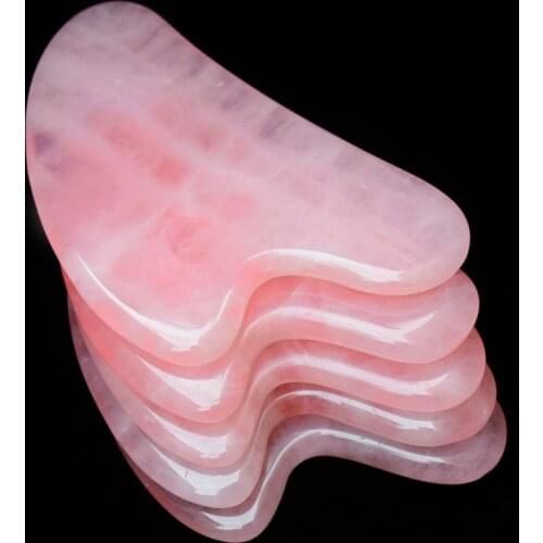 Natural Rose Quartz Gua Sha Scraper Jade Massage Board Guasha Stone For Chin Neck Face Lifting Wrinkle Remover Skin Care Tools