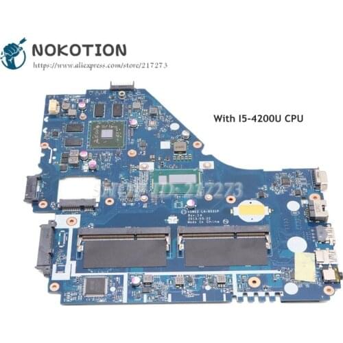 NOKOTION For Acer aspire E1-572 E1-572G Laptop Motherboard I5-4200U CPU DDR3L HD8670M Video card V5WE2 LA-9531P NBMFP11005