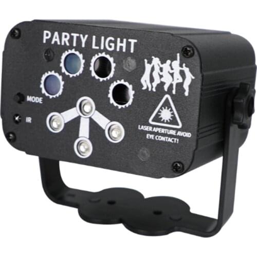 Mini RGB Disco Light 120 Patterns 8 Lens LED Stage Light Disco Party Laser Projector Lamp Wedding Birthday Party Lamp