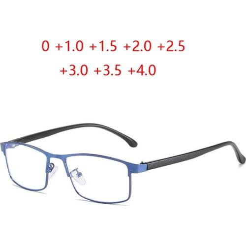Full Frame Square Farsighted Glasses Women Men Blue Light Blocking Reader Glasses Magnifier 0 +1.0 +1.5 +2.0 +2.5 To +4.0