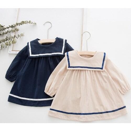Girl Dress Fashion 2019 Autumn New Kids Dresses for Girls Baby Girl Navy Style Cute Dresses Baby Clothes Kids Christmas Dress