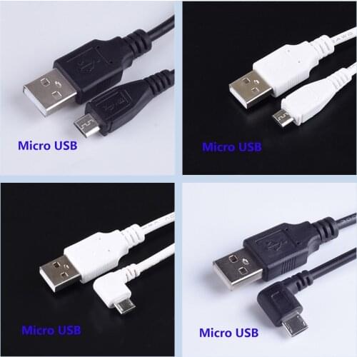 DC Power Plug USB Convert To Micro USB White Black L Shape Right Angle Jack With Cord Connector Cable