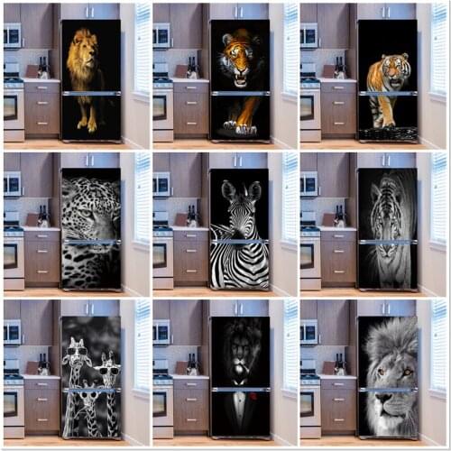 Modern Design Refrigerator Door Sticker Vinyl Waterproof Fashion Animals Poster For Kitchen Home Decor Wallpapers Self-adhesive