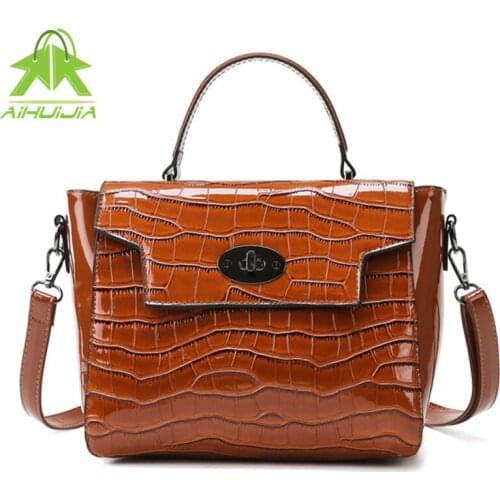 Fashion Womens Stone Pattern Shoulder Bags Solid Color Messenger Bag 2021 the New High Quality Pu Leather Travel Women Handbag