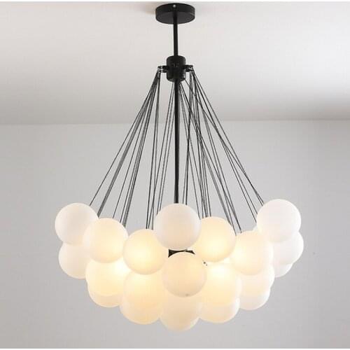 Led Modern Shopping Mall Simple Living Room Bubble Chandelier 19/37 Ball Black Gold Chandelier Club Bar Glass Lamp Restaurant