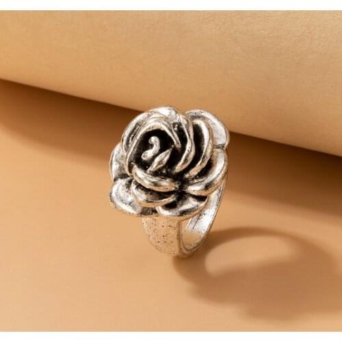 Tocona Vintage Silver Color Pretty Flowers Single Ring for Women Charms Alloy Metal Wedding Ring Jewelry Wholesale Anillo 20267