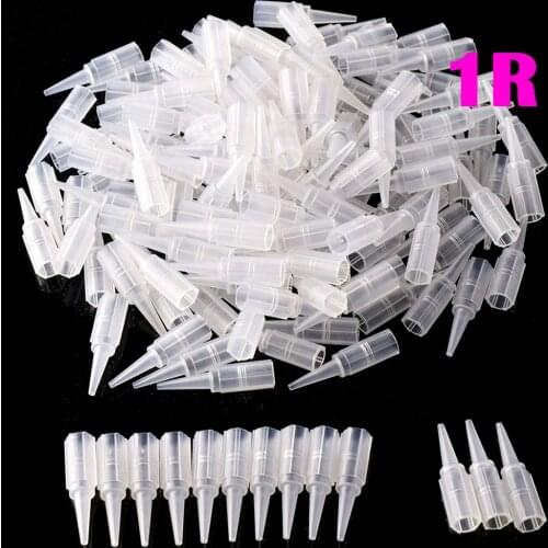 Pack of 100 Plastic Clear Disposable Sterilized Nozzle Tips Tubes 1R 3R 5R for Tattoo Machine Needle Grip