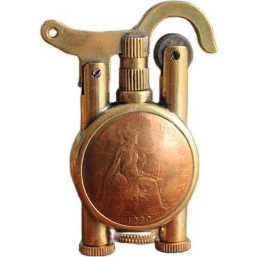 Handmade Coin Vintage Gasoline Lighter Commemorative Collection Oil Lighter Gift 75mm