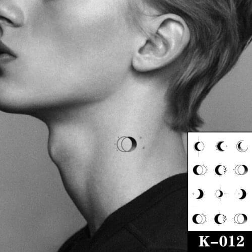 Temporary Tattoo Stickers Black Sun Moon Flowers Swallow Elk Fake Tattoos Waterproof Tatoos Hand Belly Small Size for Women Men