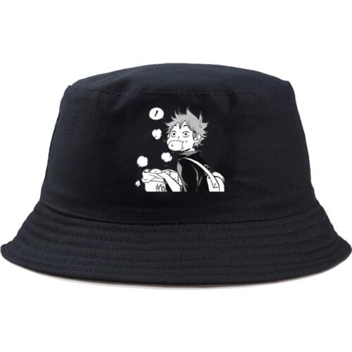 Panama Bucket Hat Men Women Anime Haikyuu print Print summer Hat Hip Hop Fishing Fisherman Hat FOR BOY GIRLS