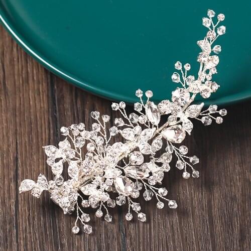 Crystal Rhiestone Hair Clip Headband Hair Jewelry For Women Bride Wedding Accessories Clip Tiara Headband Elegant Headpiece