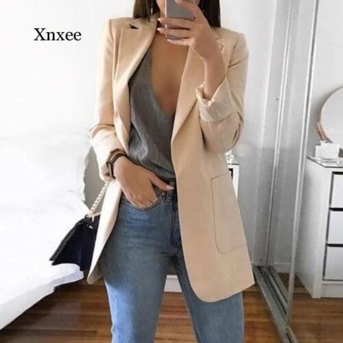 2021 Spring Autumn Slim Lapel Jackets Womens Cardigan Blazer Fashion Suit Office Lady Long Sleeve Business Formal Coat Clothing