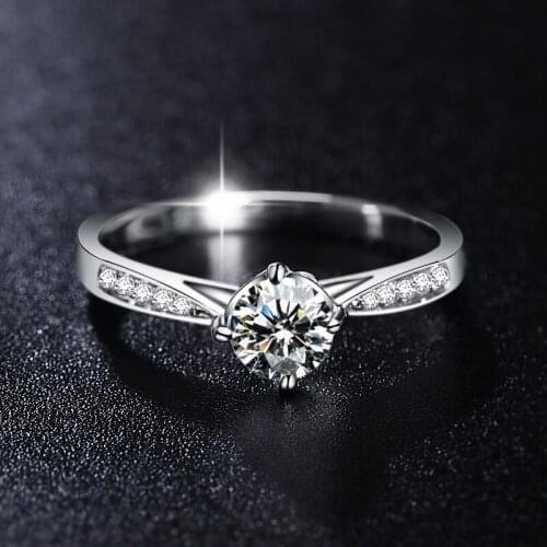 Original S925 Sterling Silver Ring Womens Luxury Exquisite Elegant Diamond Jewelry Engagement Wedding Party Gift for Girlfriend
