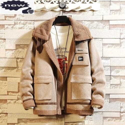 Winter Fleece Jacket Men Large Size M-5XL Cargo Jackets Male Turndown Collar Loose Fit Street Casual Outerwear Thicken Warm Coat