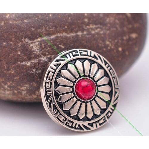 10pcs 20mm Silver Sun Flower Carved Red Turquoise Leathercraft Accessories Western Saddle Tack Belt Boot Conchos Screw back