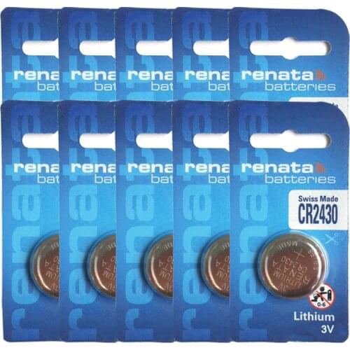 10pcs Renata CR2430 Button DL2430 BR2430 KL2430 Cell Coin Lithium Battery 3V CR