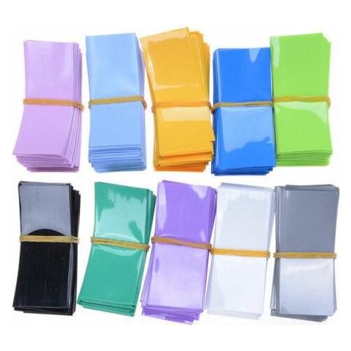 100 pcs lithium ion PVC heat shrinkable tube 18650 battery sleeve pre-cut size 30x72mm battery film tape 10 colors