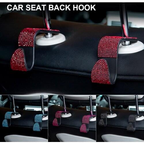 2pcs Universal Car Headrest Hook Seat Back Hanger Car Rhinestone Rear Seat Organizer Headrest Storage Car Interior Accessories