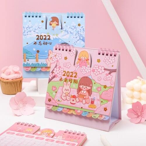 2022 Lovely Candy Girl Series Mini Desk Calendar Cartoon Rabbit Calendars Daily Schedule Planner 2021.8-2022.12