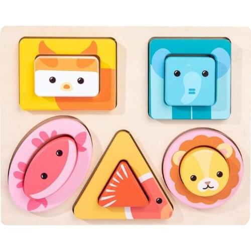 24BE Early Education Cognitive Matching with Colorful Wooden Geometric Shape Puzzle Montessori Preschool Educational Toys