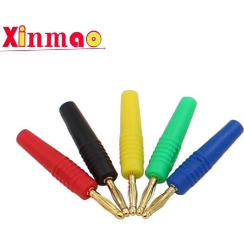 5pcs/lot 2mm Gold Plated Wilding Banana Plug Male Audio Speaker Amplifier Cable Wire Power Screw Jack Connector Adapter