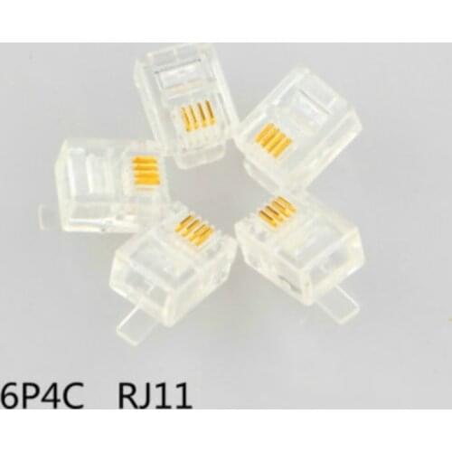 50Pcs RJ11 Connector 6P4C Modular Plug Gold Plated Network Connector Crystal Head