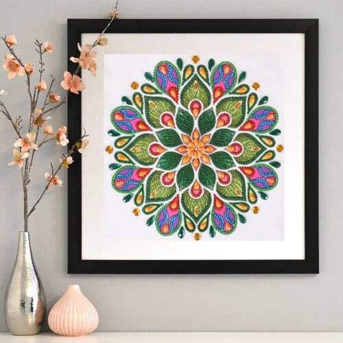 Mandala Flower Diamond Paintings DIY 5D Special Shape Rhinestone Partial Diamond Crystal Diamond Painting Set Diamond Painting